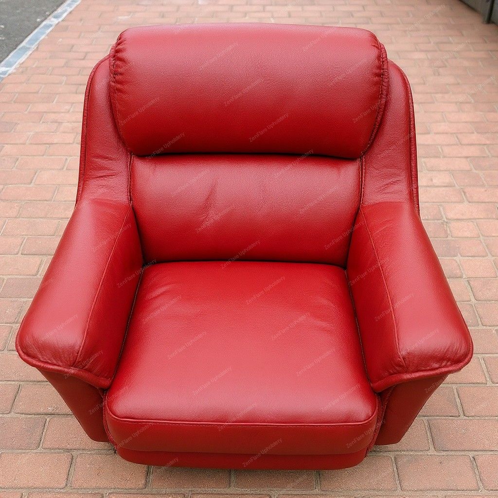 Armchair β Green Corduroy to Red Leather after