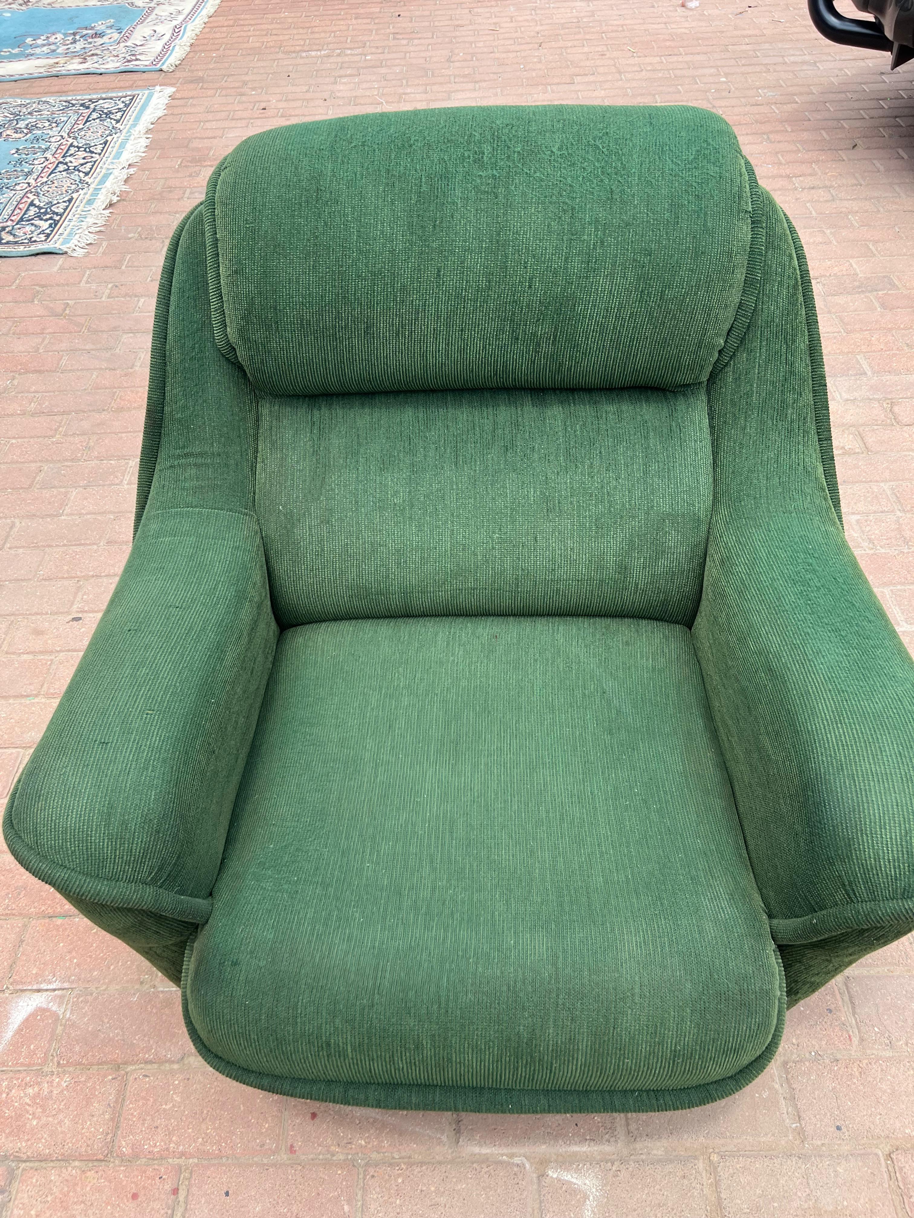 Armchair β Green Corduroy to Red Leather before